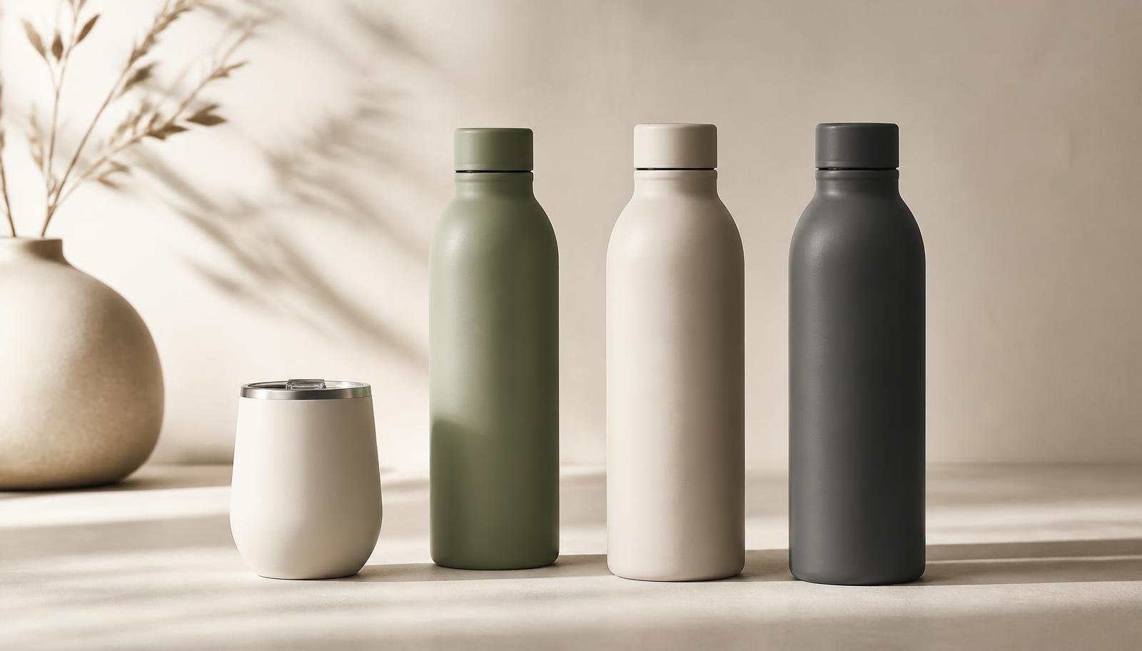 Insulated stainless steel bottles and tumblers